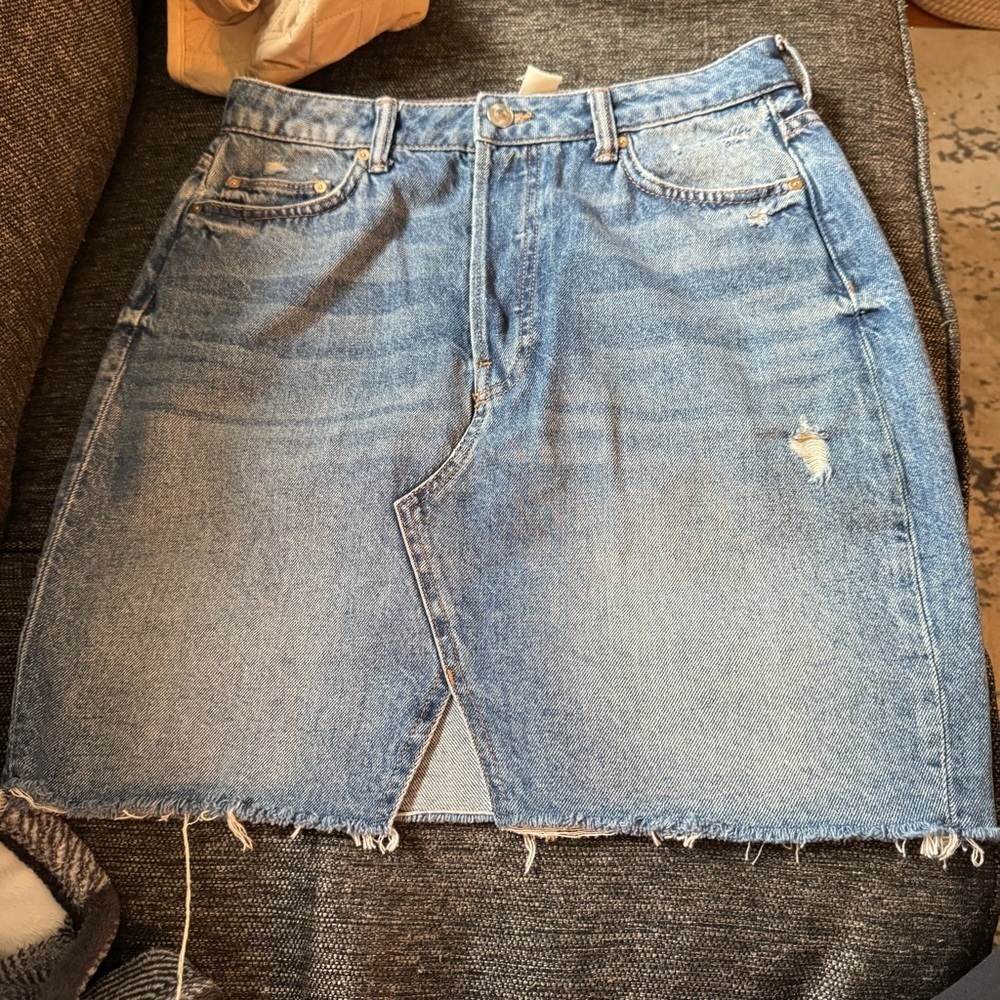 H&M Denim Blue Skirt with cut in front